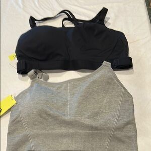 All In Motion Black and Gray Sports Bra Set Size 2X Adjustable Straps Padded New